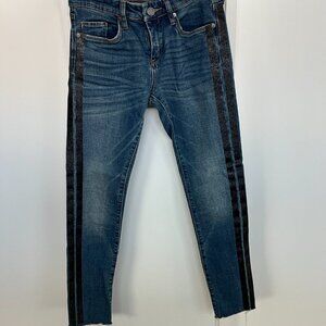Blank NYC cropped jeans size 25 with black glitter stripe​